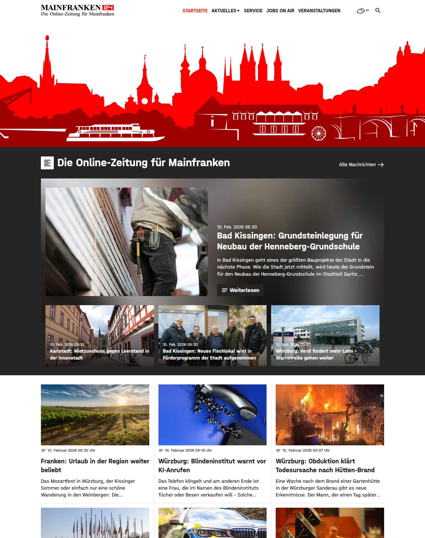 Screenshot-Mainfranken2026-Startseite Mainfranken24.de Homepage: Die Startseite